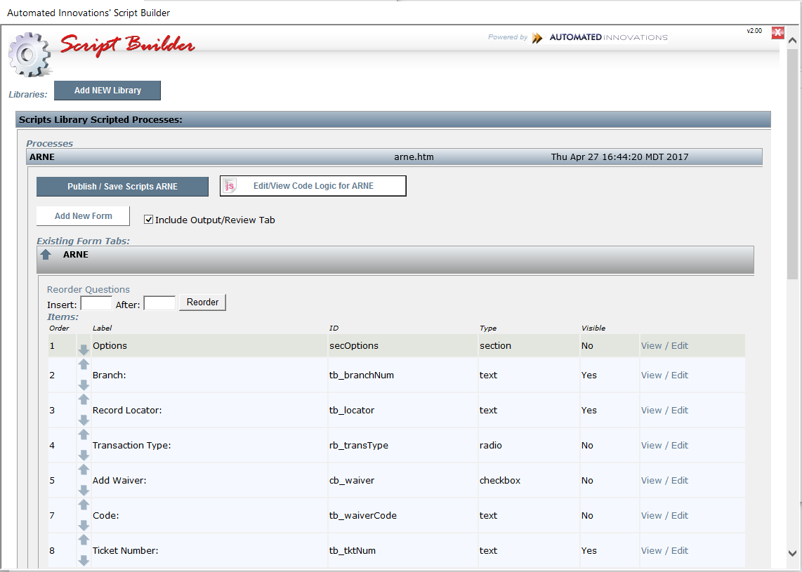 Script Builder Screenshot